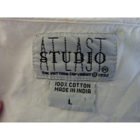 Vintage 70's CROP TOP-Cotton-Embroidered Collar-sz L - Picture 4 of 4